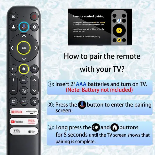 Alt view image 5 of 7 - Voice Remote Control RC813 New Replacement Compatible with TCL Google TV Compatible with FHD HDR LED QLED QD-Mini 4K UHD Smart TVs S3/S4/S5/Q5/Q6/Q7/QM7/QM8 Series
