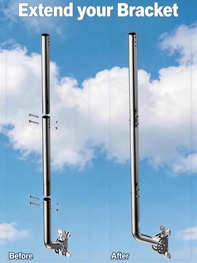 Alt view image 4 of 4 - 14" Antenna Pole Extension, 32mm/35mm Dual-End Adapter, Steel | 14-inch extension pole, 430 stainless steel, Fits standard J-pole masts, Easy installation