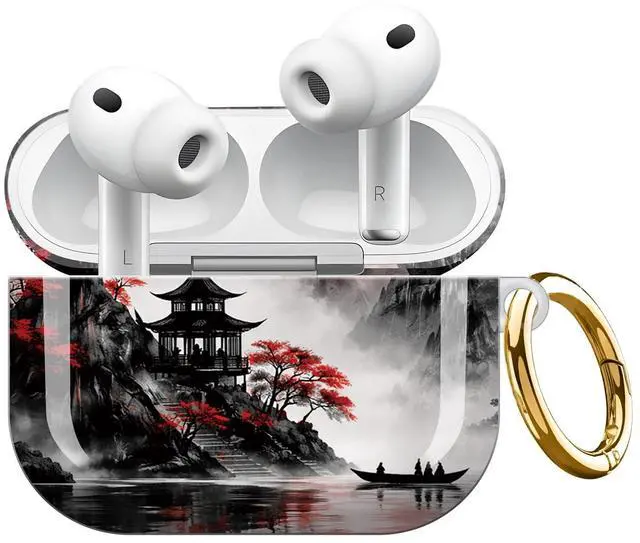 Main image of Compatible with AirPod Pro 3 Case,Shockproof Protective Cover with Keychain, Wireless Charging Case Perfect for Women, Trendy Design for AirPod Pro 3rd Generation(Red Moon Mountain)