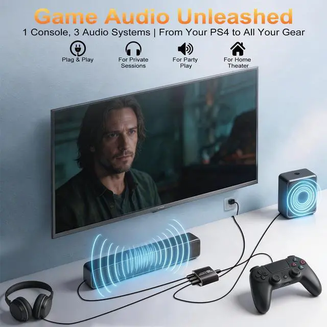 Alt view image 4 of 6 - Optical Audio Splitter 1x3, Toslink Digital SPDIF Splitter 1 in 3 Out | Supports Dolby Digital DTS 5.1 & LPCM 2.0, Compatible with PS5, Xbox, TV, Sound Bar, Home Theater