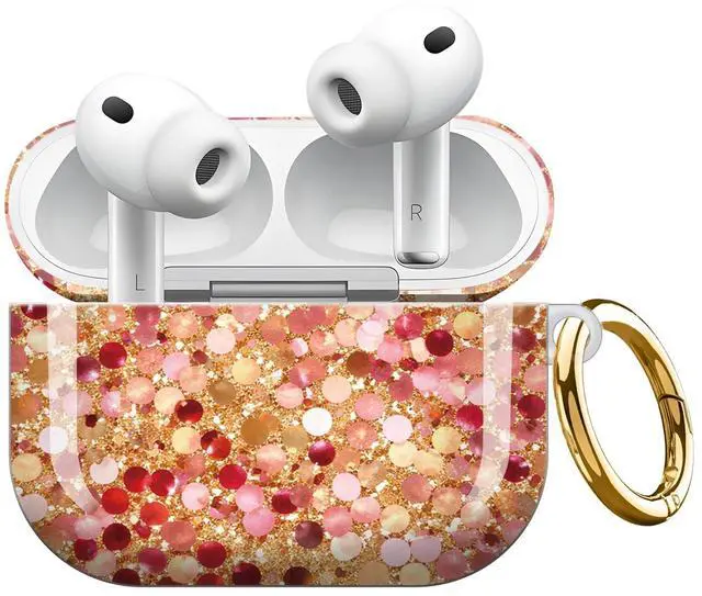 Main image of Compatible with AirPod Pro 3 Case,Shockproof Protective Cover with Keychain, Wireless Charging Case Perfect for Women, Trendy Design for AirPod Pro 3rd Generation(Golden Pink Red)
