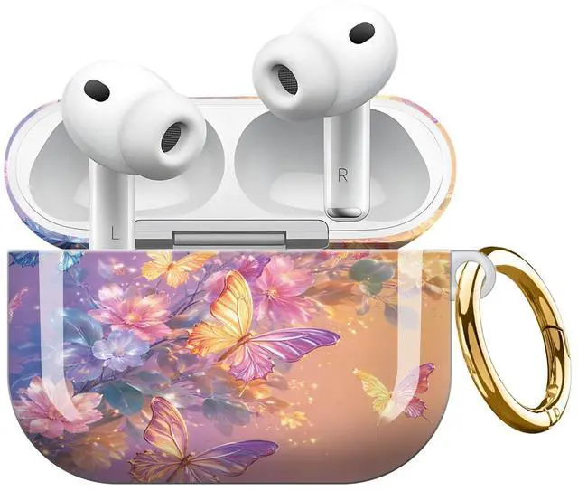 Main image of Compatible with AirPod Pro 3 Case,Shockproof Protective Cover with Keychain, Wireless Charging Case Perfect for Women, Trendy Design for AirPod Pro 3rd Generation(Butterfly Floral Gradient)