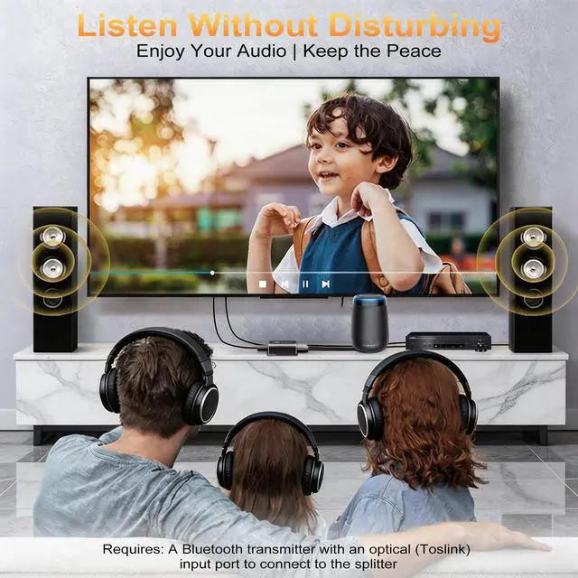 Alt view image 6 of 6 - Optical Audio Splitter 1x3, Toslink Digital SPDIF Splitter 1 in 3 Out | Supports Dolby Digital DTS 5.1 & LPCM 2.0, Compatible with PS5, Xbox, TV, Sound Bar, Home Theater