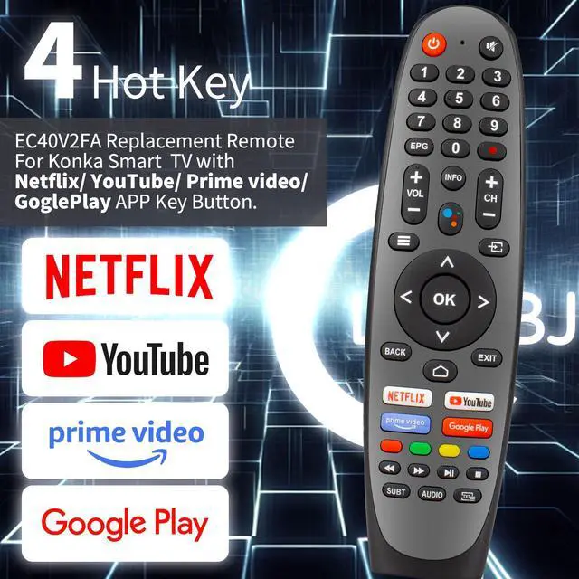 Alt view image 3 of 6 - EC40V2FA Replace Remote Control Compatible with Caixun Android TV EC32V2HA
