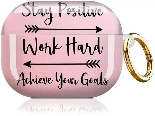 Alt view image 7 of 7 - Compatible with AirPod Pro 3 Case,Shockproof Protective Cover with Keychain, Wireless Charging Case Perfect for Women, Trendy Design for AirPod Pro 3rd Generation(Stay Positive Work Hard)
