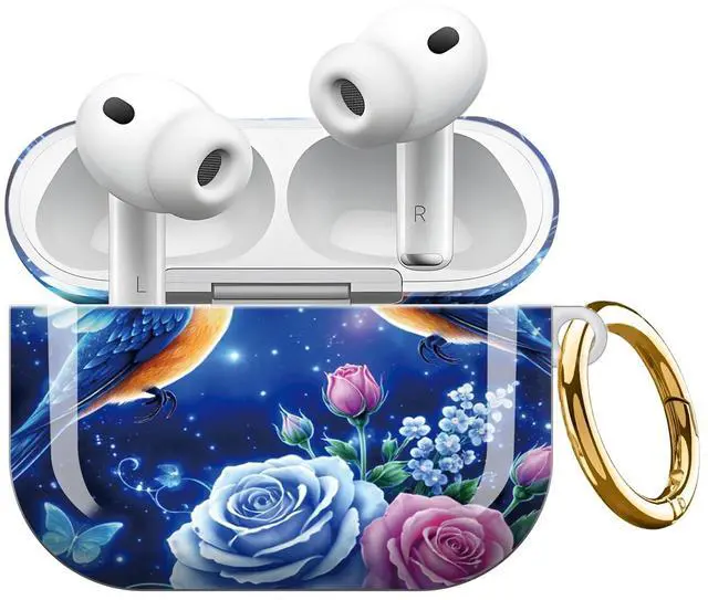Main image of Compatible with AirPod Pro 3 Case,Shockproof Protective Cover with Keychain, Wireless Charging Case Perfect for Women, Trendy Design for AirPod Pro 3rd Generation(Blue Birds Roses Butterfly)