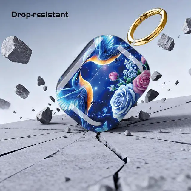 Alt view image 5 of 7 - Compatible with AirPod Pro 3 Case,Shockproof Protective Cover with Keychain, Wireless Charging Case Perfect for Women, Trendy Design for AirPod Pro 3rd Generation(Blue Birds Roses Butterfly)