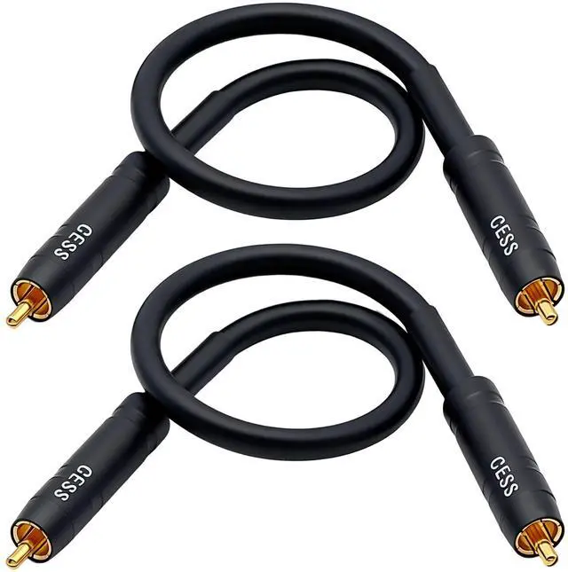 Main image of RCA Preamp Jumper Cable, Male to Male, 12AWG Soft Link, 1 ft, 2-Pack