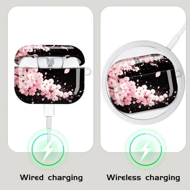 Alt view image 4 of 7 - Compatible with AirPod Pro 3 Case,Shockproof Protective Cover with Keychain, Wireless Charging Case Perfect for Women, Trendy Design for AirPod Pro 3rd Generation(Cherry Blossom Petals Falling)