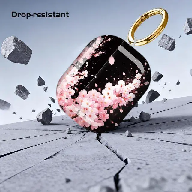 Alt view image 5 of 7 - Compatible with AirPod Pro 3 Case,Shockproof Protective Cover with Keychain, Wireless Charging Case Perfect for Women, Trendy Design for AirPod Pro 3rd Generation(Cherry Blossom Petals Falling)