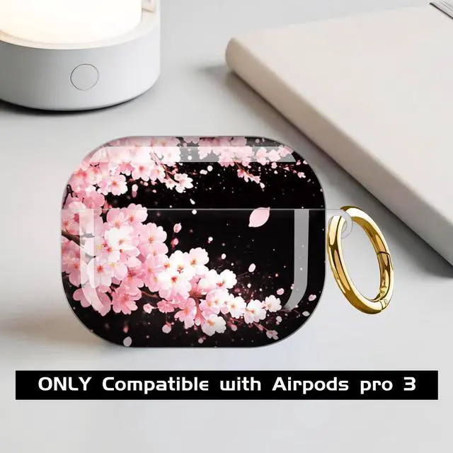 Alt view image 3 of 7 - Compatible with AirPod Pro 3 Case,Shockproof Protective Cover with Keychain, Wireless Charging Case Perfect for Women, Trendy Design for AirPod Pro 3rd Generation(Cherry Blossom Petals Falling)