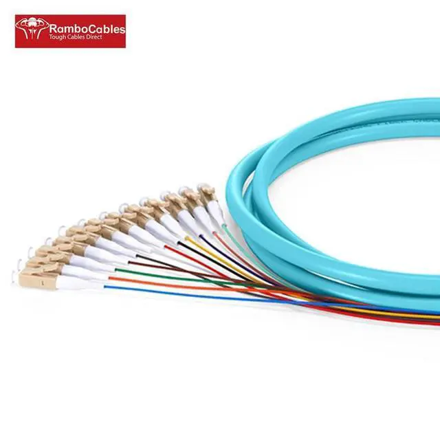 Alt view image 2 of 6 - 12 Strand OM3 LC/UPC Fiber Optic Pigtails Multimode, 4.9ft/1.5m | Fiber Pigtail MMF Color-Coded, 50/125um