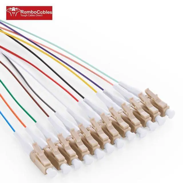 Alt view image 3 of 6 - 12 Strand OM3 LC/UPC Fiber Optic Pigtails Multimode, 4.9ft/1.5m | Fiber Pigtail MMF Color-Coded, 50/125um