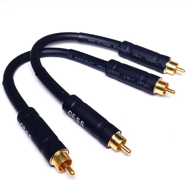 Alt view image 7 of 7 - RCA Male to RCA Male Short Adapter Cable, Gold Plated Metal Shell, 6 Inch, 2 Pack