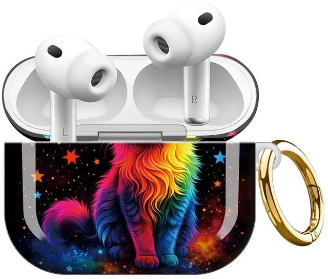 Main image of Compatible with AirPod Pro 3 Case,Shockproof Protective Cover with Keychain, Wireless Charging Case Perfect for Women, Trendy Design for AirPod Pro 3rd Generation(Rainbow Cat)