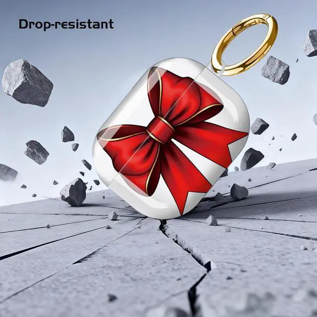Alt view image 5 of 7 - Compatible with AirPod Pro 3 Case,Shockproof Protective Cover with Keychain, Wireless Charging Case Perfect for Women, Trendy Design for AirPod Pro 3rd Generation(Red Bow)