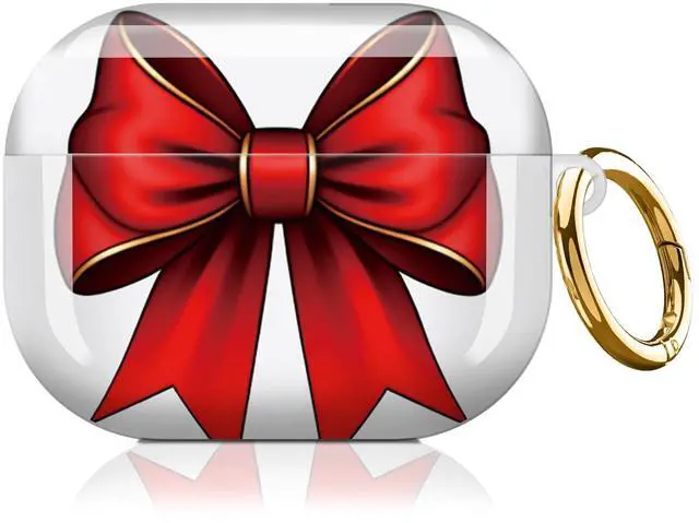 Alt view image 7 of 7 - Compatible with AirPod Pro 3 Case,Shockproof Protective Cover with Keychain, Wireless Charging Case Perfect for Women, Trendy Design for AirPod Pro 3rd Generation(Red Bow)