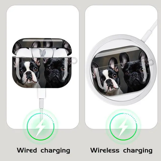 Alt view image 4 of 7 - Compatible with AirPod Pro 3 Case,Shockproof Protective Cover with Keychain, Wireless Charging Case Perfect for Women, Trendy Design for AirPod Pro 3rd Generation(French Bulldog Duo)