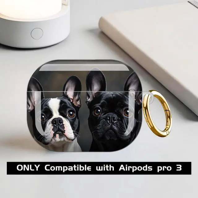 Alt view image 3 of 7 - Compatible with AirPod Pro 3 Case,Shockproof Protective Cover with Keychain, Wireless Charging Case Perfect for Women, Trendy Design for AirPod Pro 3rd Generation(French Bulldog Duo)
