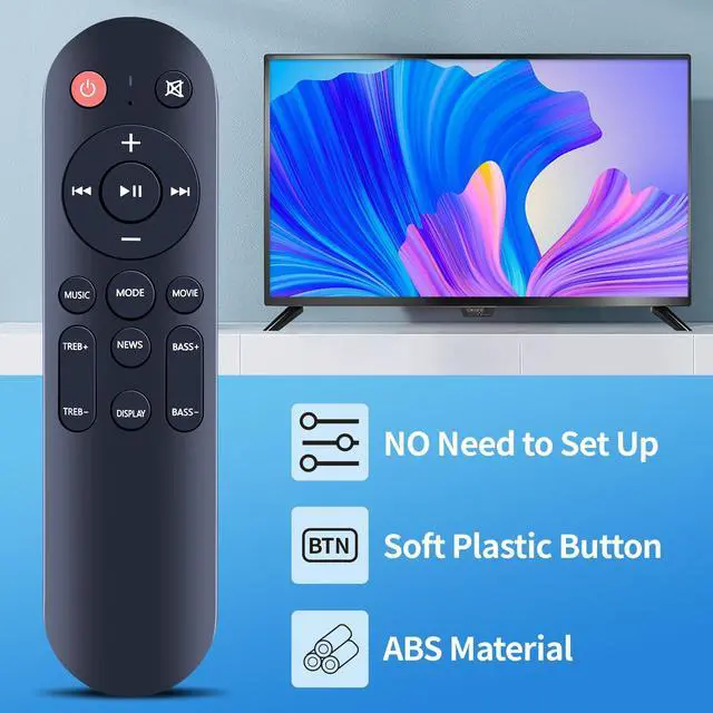 Alt view image 2 of 6 - New Replacement Remote Control for MEREDO 2.1CH 37 Inch Sound Bar for Smart TV with Subwoofer, for MEVOSTO D7H Soundbar