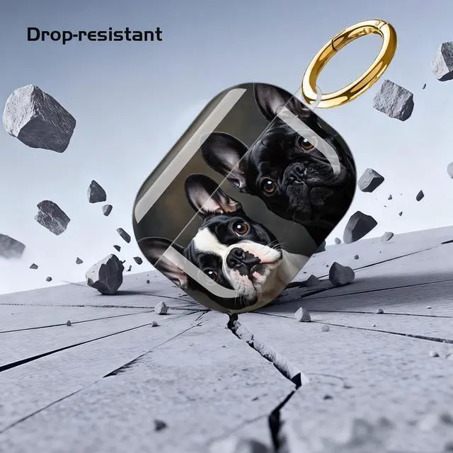 Alt view image 5 of 7 - Compatible with AirPod Pro 3 Case,Shockproof Protective Cover with Keychain, Wireless Charging Case Perfect for Women, Trendy Design for AirPod Pro 3rd Generation(French Bulldog Duo)