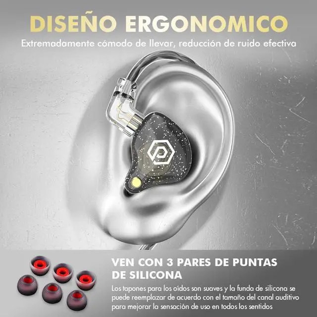Alt view image 5 of 7 - Bass X8 Pro in Ear Monitors Headphones Gaming Earbuds Headphones Stereo with Microphone (Black)