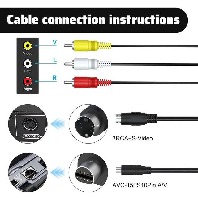Alt view image 3 of 6 - VMC-30FS VMC 15FS A/V RCA to S-Video Cable Compatible with Sony Handycam DCR-SR40 DCR-SR42 DCR-SR47 DCR-SR68 DCR-SR80, DCR-SR82 DCR-SR85 DCR-SR88, DCR-SR200 DCR-SR300 Camcorders -4.9ft