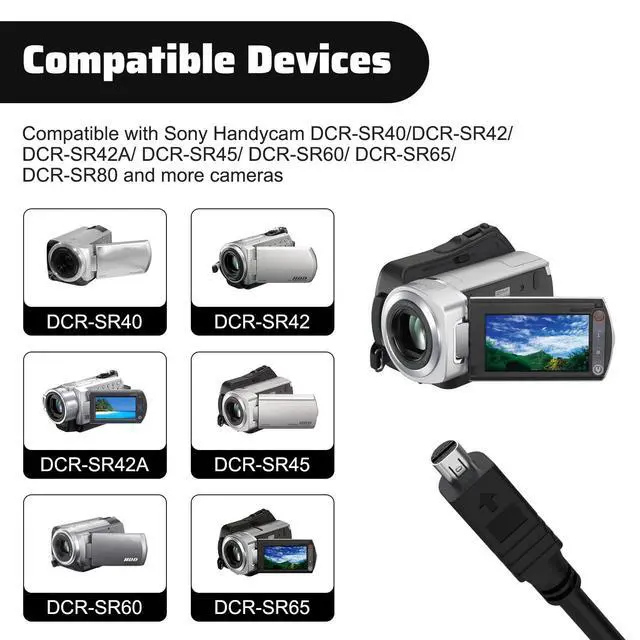 Alt view image 6 of 6 - VMC-30FS VMC 15FS A/V RCA to S-Video Cable Compatible with Sony Handycam DCR-SR40 DCR-SR42 DCR-SR47 DCR-SR68 DCR-SR80, DCR-SR82 DCR-SR85 DCR-SR88, DCR-SR200 DCR-SR300 Camcorders -4.9ft
