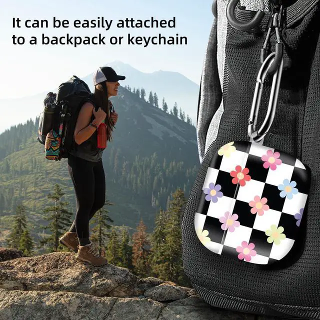 Alt view image 2 of 6 - Compatible with AirPod 4th Generation 2024 Case, Shockproof Anti-Drop Protective Cover, Cute Case for Women Men with Keychain(Colorful Floral Checkered)