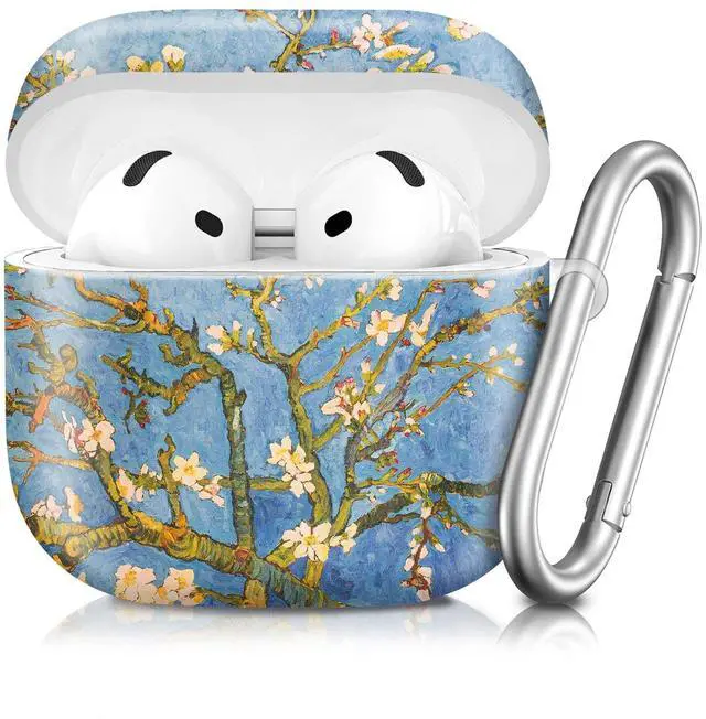Main image of Compatible with AirPod 4th Generation 2024 Case, Shockproof Anti-Drop Protective Cover, Cute Case for Women Men with Keychain(Vintage Blossoming Tree)