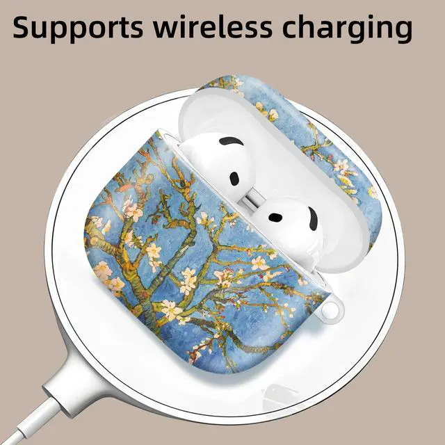 Alt view image 3 of 6 - Compatible with AirPod 4th Generation 2024 Case, Shockproof Anti-Drop Protective Cover, Cute Case for Women Men with Keychain(Vintage Blossoming Tree)