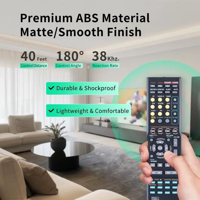 Alt view image 5 of 7 - RAV311 WJ40930US Replacement Remote for Yamaha AV Receiver RX-V361 | For YAMAHA RAV311, WJ40930US, RX-V361, RX-V361BL Replacement AV Receiver Remote Control