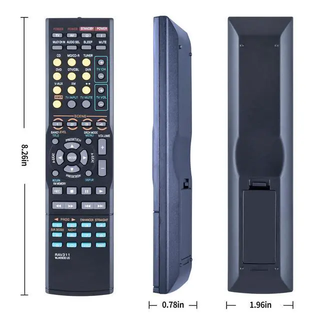 Alt view image 7 of 7 - RAV311 WJ40930US Replacement Remote for Yamaha AV Receiver RX-V361 | For YAMAHA RAV311, WJ40930US, RX-V361, RX-V361BL Replacement AV Receiver Remote Control