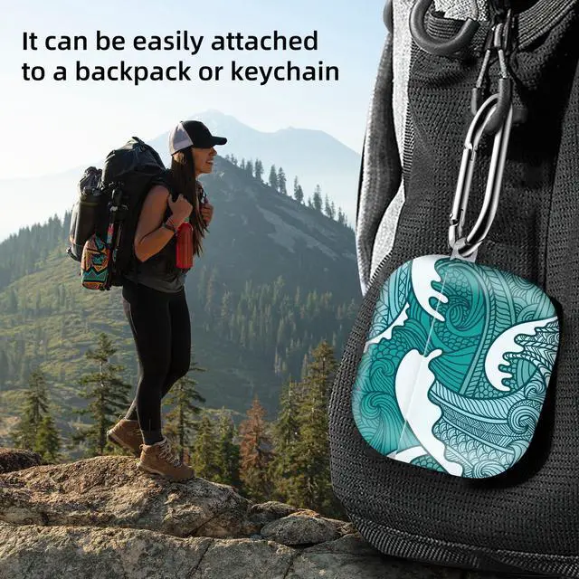 Alt view image 2 of 6 - Compatible with AirPod 4th Generation 2024 Case, Shockproof Anti-Drop Protective Cover, Cute Case for Women Men with Keychain(Abstract Sea Waves)