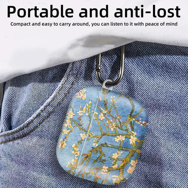 Alt view image 6 of 6 - Compatible with AirPod 4th Generation 2024 Case, Shockproof Anti-Drop Protective Cover, Cute Case for Women Men with Keychain(Vintage Blossoming Tree)