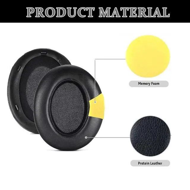 Alt view image 2 of 6 - 2-in-1 WH-XB910N Replacement Earpads/Silicone Headband Pad for Sony WH-XB910N Headphones, Protein Leather Cushions with Memory Foam, Silicone Zipper Headband Protector Cover (Black)