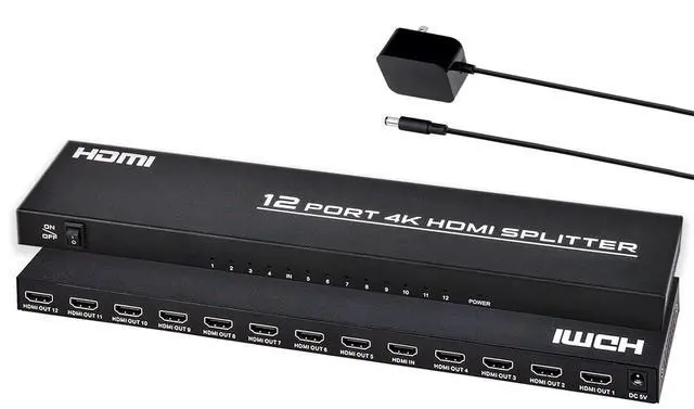 Main image of 4K HDMI Splitter 1 in 12 Out, Powered HDMI Distributor Support 4Kx2K@30Hz Full HD for PC Laptop PS4 Xbox HDTV Office Home Teaching