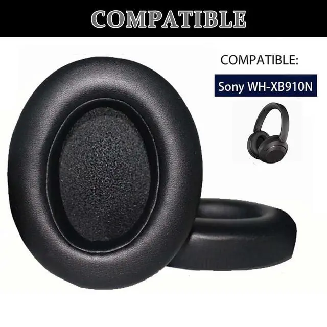 Alt view image 4 of 6 - 2-in-1 WH-XB910N Replacement Earpads/Silicone Headband Pad for Sony WH-XB910N Headphones, Protein Leather Cushions with Memory Foam, Silicone Zipper Headband Protector Cover (Black)