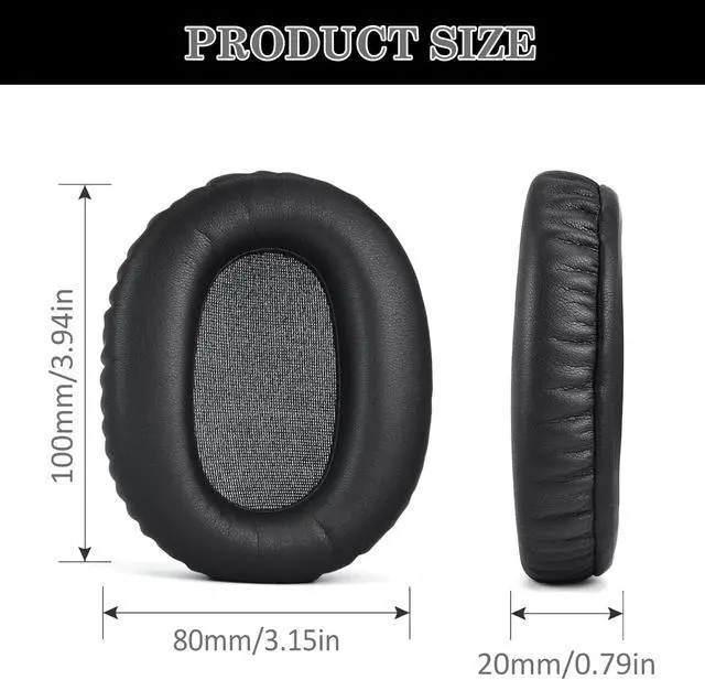 Alt view image 5 of 6 - 2-in-1 WH-XB910N Replacement Earpads/Silicone Headband Pad for Sony WH-XB910N Headphones, Protein Leather Cushions with Memory Foam, Silicone Zipper Headband Protector Cover (Black)