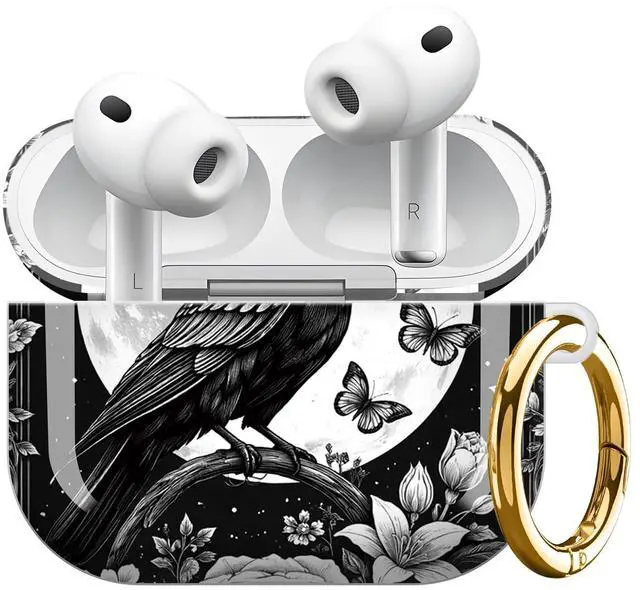 Main image of Compatible with Airpod Pro 3rd Gen Case 2025,Anti-Drop Cover with Keychain,Artistic Multi-Pattern Protective Shell for Daily Commute,Workout&Gifting(Raven Moon Butterflies Rose Floral Frame)