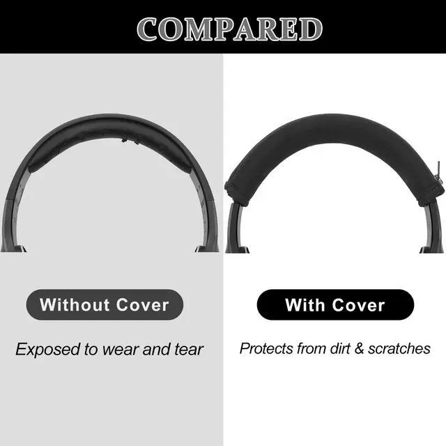 Alt view image 6 of 6 - 2-in-1 WH-XB910N Replacement Earpads/Silicone Headband Pad for Sony WH-XB910N Headphones, Protein Leather Cushions with Memory Foam, Silicone Zipper Headband Protector Cover (Black)