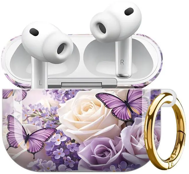 Main image of Compatible with Airpod Pro 3rd Gen Case 2025,Anti-Drop Cover with Keychain,Artistic Multi-Pattern Protective Shell for Daily Commute,Workout&Gifting(Butterfly Roses Lavender Flowers Spring)