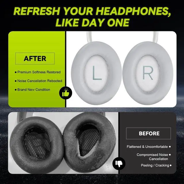 Alt view image 4 of 6 - Replacement Ear Pads for Bose NC700 / 700 Noise Cancelling Headphones, Protein Leather Earpad Covers/Cushion Kit with Plush Memory Foam, Enhanced Comfort, Extra Durability (Silver)