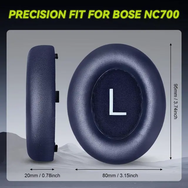 Alt view image 5 of 6 - Replacement Ear Pads for Bose NC700 / 700 Noise Cancelling Headphones, Protein Leather Earpad Covers/Cushion Kit with Plush Memory Foam, Enhanced Comfort, Extra Durability (Midnight Blue)