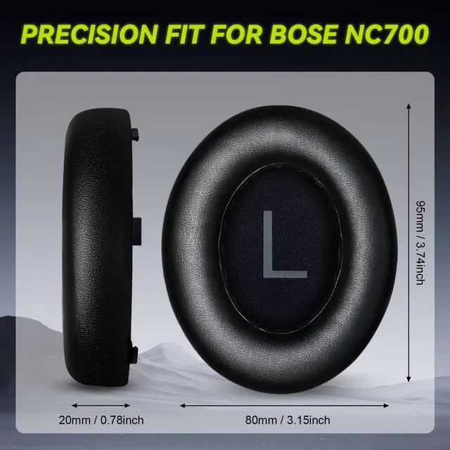 Alt view image 5 of 6 - Replacement Ear Pads for Bose NC700 / 700 Noise Cancelling Headphones, Protein Leather Earpad Covers/Cushion Kit with Plush Memory Foam, Enhanced Comfort, Extra Durability (Black)