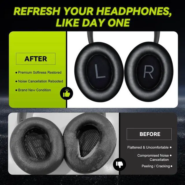 Alt view image 4 of 6 - Replacement Ear Pads for Bose NC700 / 700 Noise Cancelling Headphones, Protein Leather Earpad Covers/Cushion Kit with Plush Memory Foam, Enhanced Comfort, Extra Durability (Black)