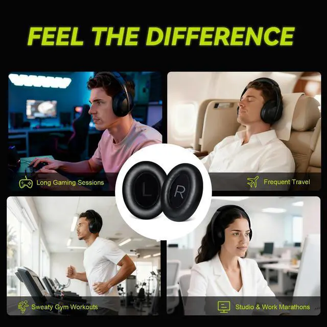 Alt view image 6 of 6 - Replacement Ear Pads for Bose NC700 / 700 Noise Cancelling Headphones, Protein Leather Earpad Covers/Cushion Kit with Plush Memory Foam, Enhanced Comfort, Extra Durability (Black)