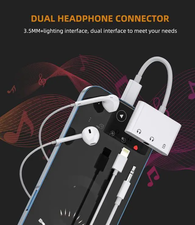 Alt view image 4 of 7 - Lightning to 3.5mm Headphone Splitter Dongle 3in1(2Pack)Iphone AUX Adapter Charger Audio Jack Cable Adaptador Para for Apple MFI Certified 11 12 13 14 Pro Max Mini X 7 8plus Ipad Earbud Converter Cord