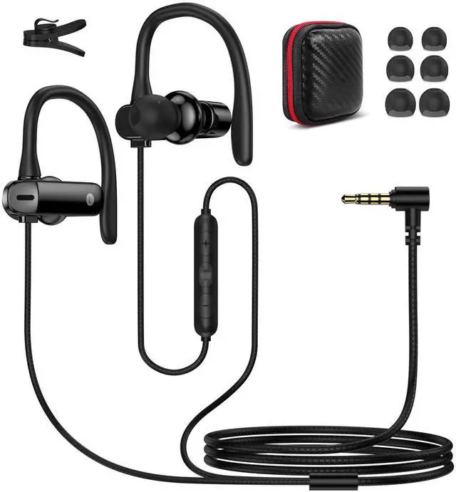 Main image of Wired Earbuds 3.5mm Jack 5.9FT Over Ear Hook Black | Computer Headset in-Ear Noise Isolation PC Headphone for Chromebook/Notebook Office School Laptop Desktop/Samsung A15 A14 A13