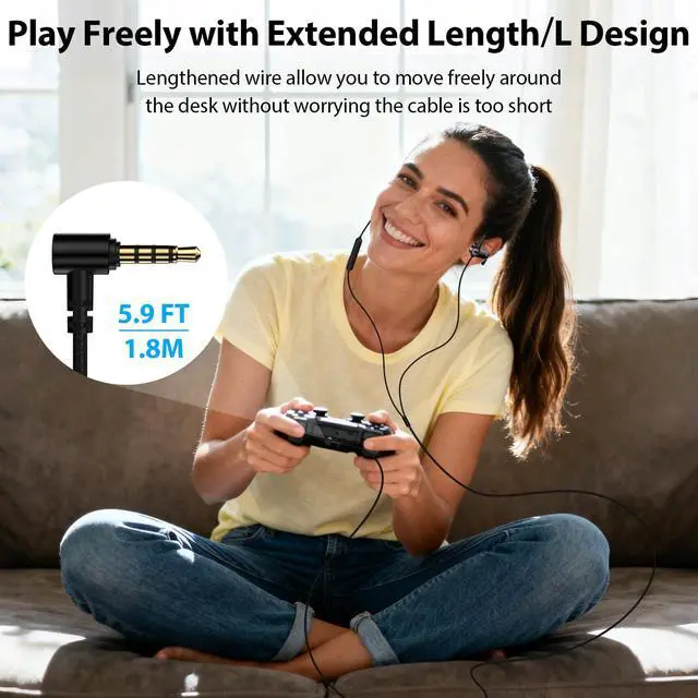 Alt view image 2 of 6 - Wired Earbuds 3.5mm Jack 5.9FT Over Ear Hook Black | Computer Headset in-Ear Noise Isolation PC Headphone for Chromebook/Notebook Office School Laptop Desktop/Samsung A15 A14 A13